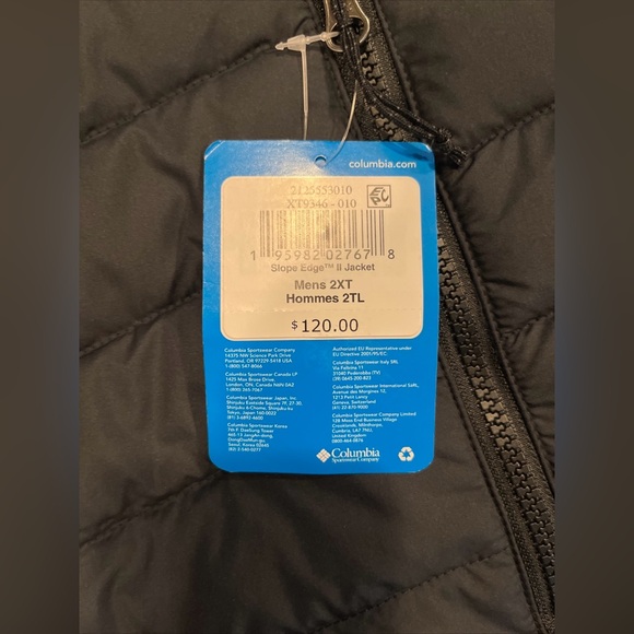 Columbia Slope Edge II Jacket Insulated Mens 2XT Black Puffer Omni-Heat 2XL-TALL - Picture 15 of 16